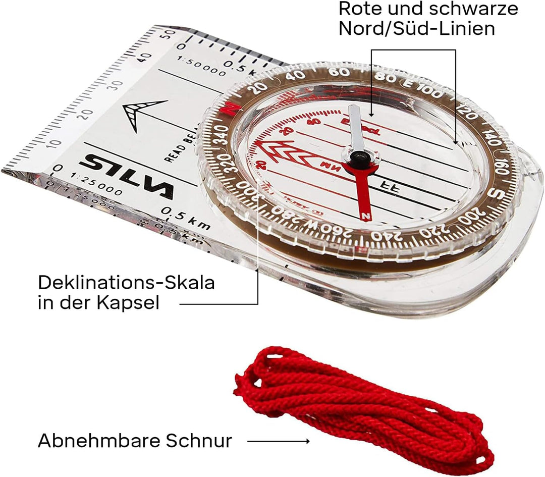 Silva Kompass Outdoor - Classic - Kompass Klein für Anfänger & Kinder - Kartenmassstäbe 1:25k & 1:50