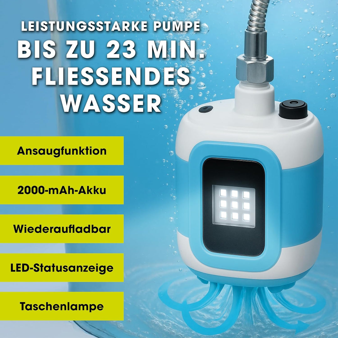 EASYmaxx Campingdusche mit Akku | 2in1: Mobile Outdoor Dusche und Bewässerungsbrause | Camping Dusch