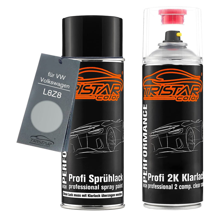 TRISTARcolor Autolack 2K Spraydosen Set für VW/Volkswagen L8Z8 Brillantsilber Metallic Basislack 2 K