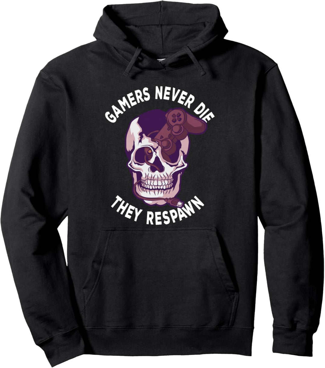 Gamers Never Die They Respawn | Cooler Gaming Schädel Pullover Hoodie