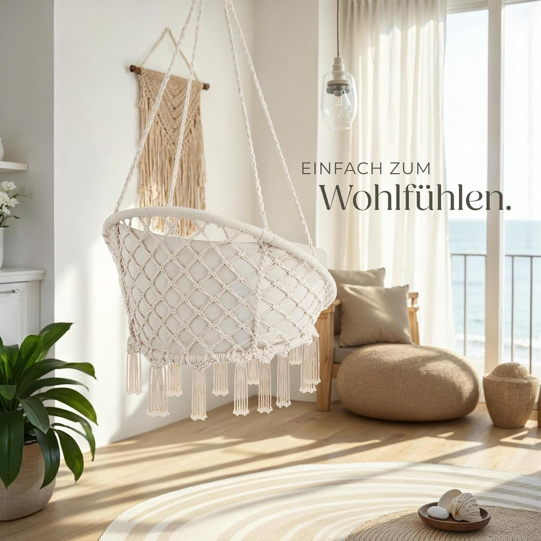 tectake® Indoor und Outdoor Hängesessel, Terrassen und Balkonmöbel, Hängesessel mit Gestell, robuste