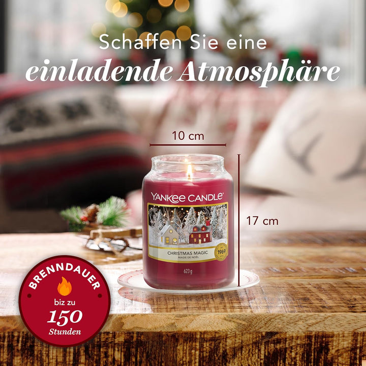 Yankee Candle Duftkerze im Glas (Grosse Kerze im Glas) | Christmas Magic | Brenndauer bis zu 150 Stu