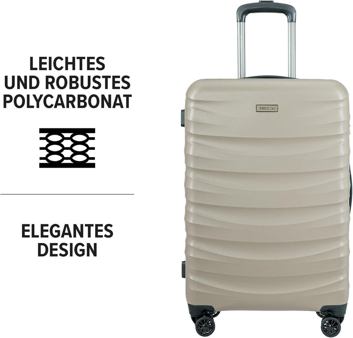PUCCINI Polycarbonat Koffer Valencia Hartschalenkoffer Trolley Leicht Reisekoffer mit Zwillingsrolle