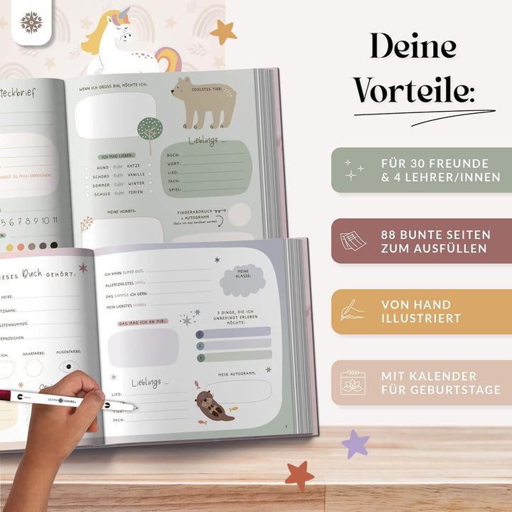 LEBENSKOMPASS Freundebuch Schule Mädchen ZAUBER - Einschulung und Schulanfang Geschenk - Freundebuch