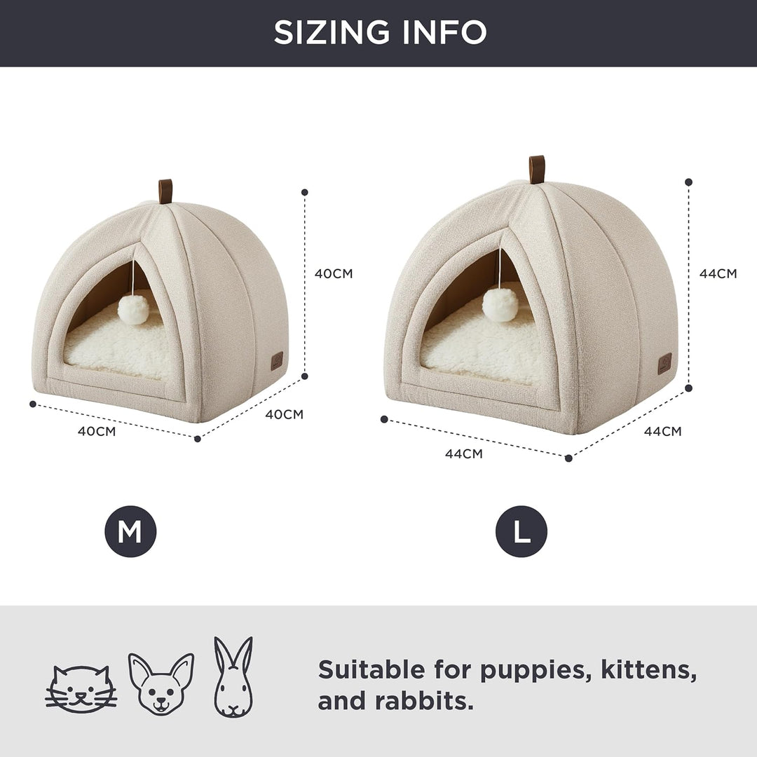BEDSURE Katzenbett grosse Katzen Katzenhöhle- 40x40x40 cm Katzenhaus Indoor mit abnehmbarem Sherpa K
