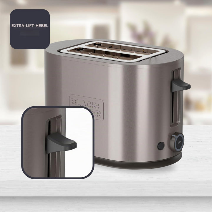 BLACK+DECKER - Toaster BXTO901E 900W | 2 Schlitze | Automatische Zentrierung | 7 Bräunungsstufen | 3