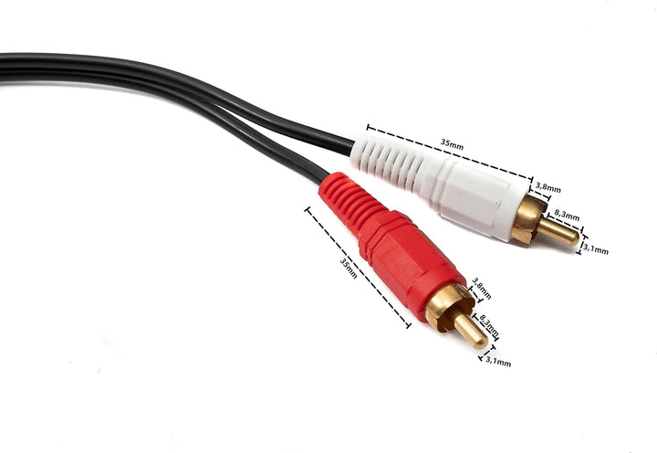 System-S Cinch 2 RCA Kabel 20 m Stecker zu Stecker Stereo AV Adapter in Schwarz