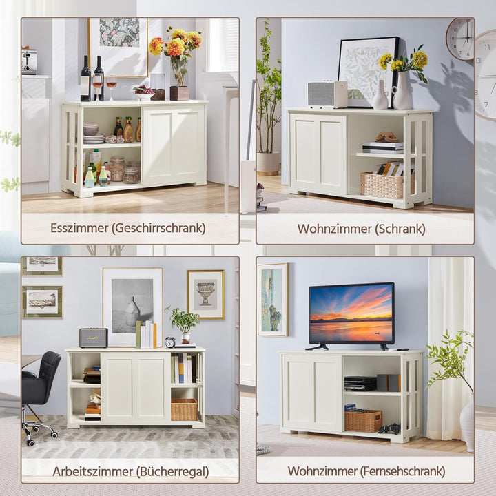 Yaheetech Küchenschrank Aufbewahrungsschrank mit Stauraum und Schiebetüren Konsolentisch Sideboard a