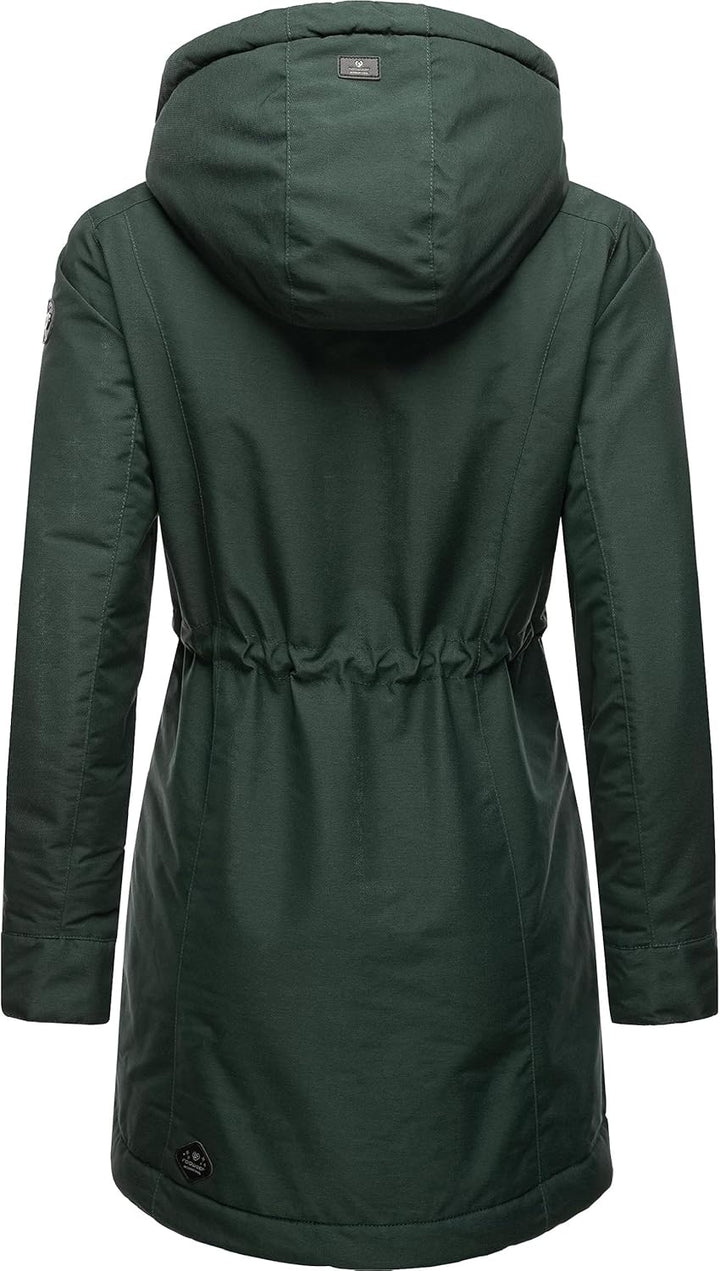 Ragwear Damen Wintermantel Warmer Parka lang wasserdicht mit Abnehmbarer Kapuze Dakkota XS-6XL L Dar