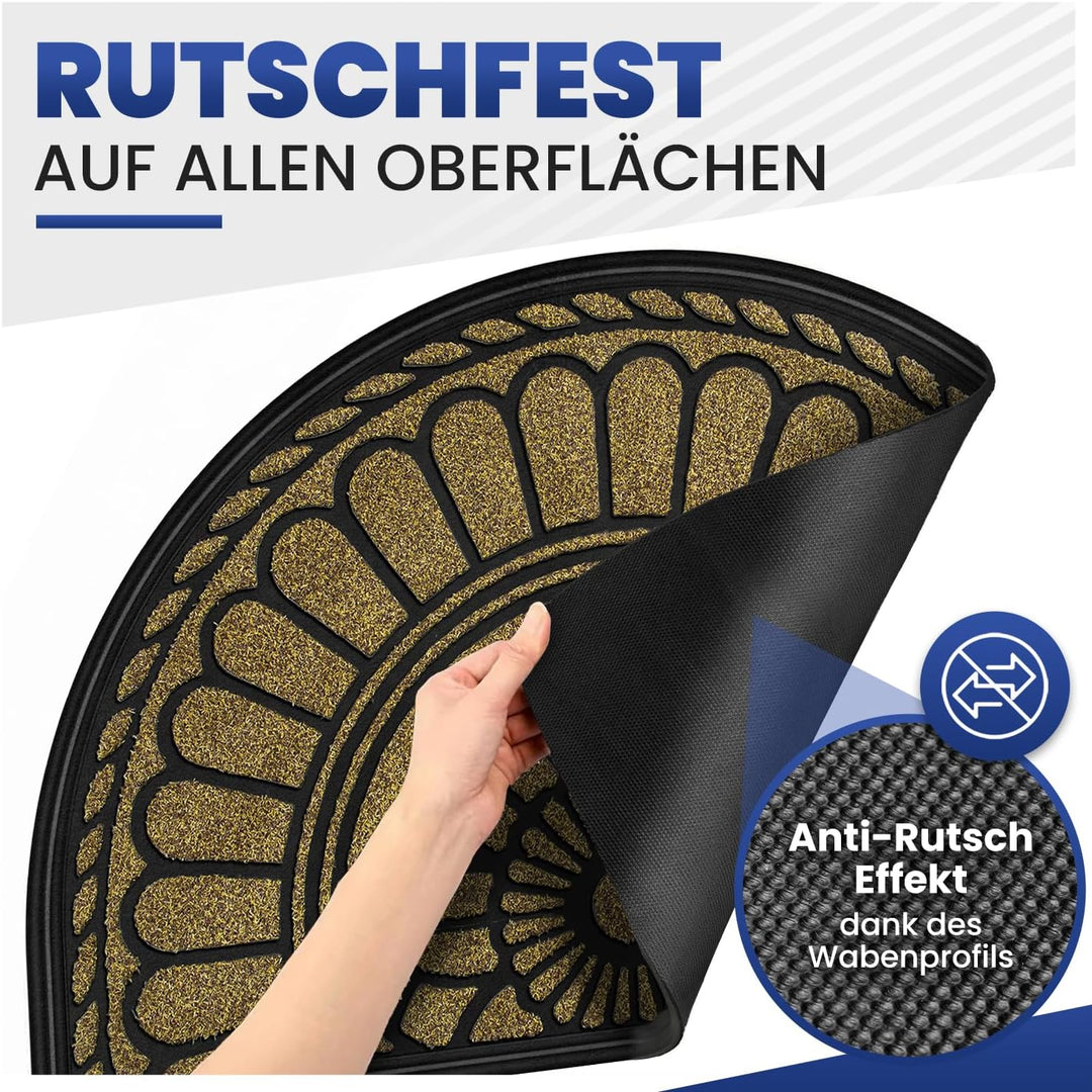 Mibao Halbrunde Fussmatte, rutschfeste Willkommens-Eingangsmatte, strapazierfähige Gummi-Fussmatten,