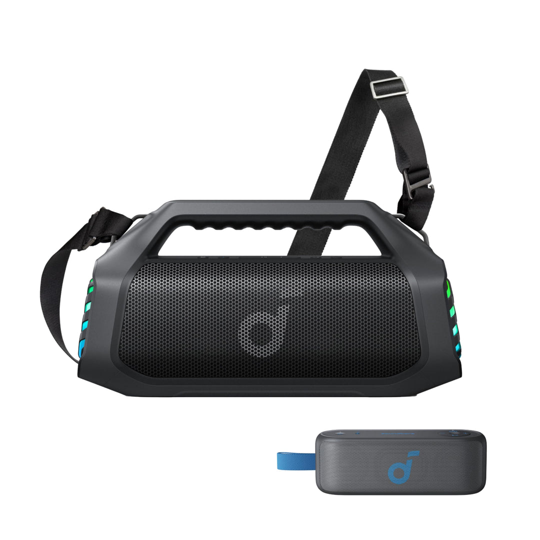 soundcore Boom 2 Pro Outdoor-Lautsprecher, 140W, 2+2 Kanäle, BassUp 2.0, 20h, IP68, RGB-Lichter, Pow