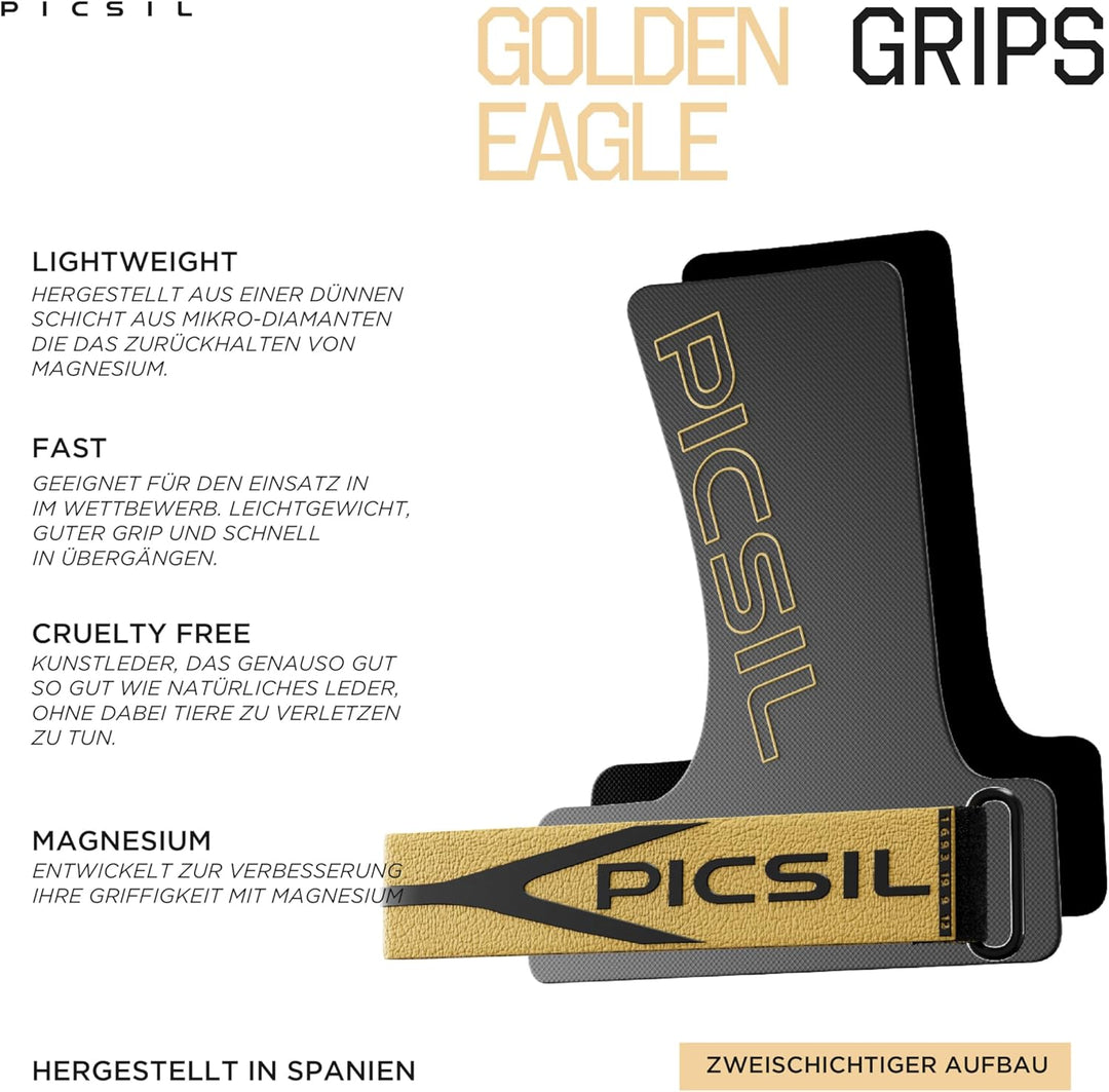 PICSIL Golden Eagle – Trainingshandschuhe ohne Löcher, Fingerlose Trainingshandschuhe für Cross-Trai