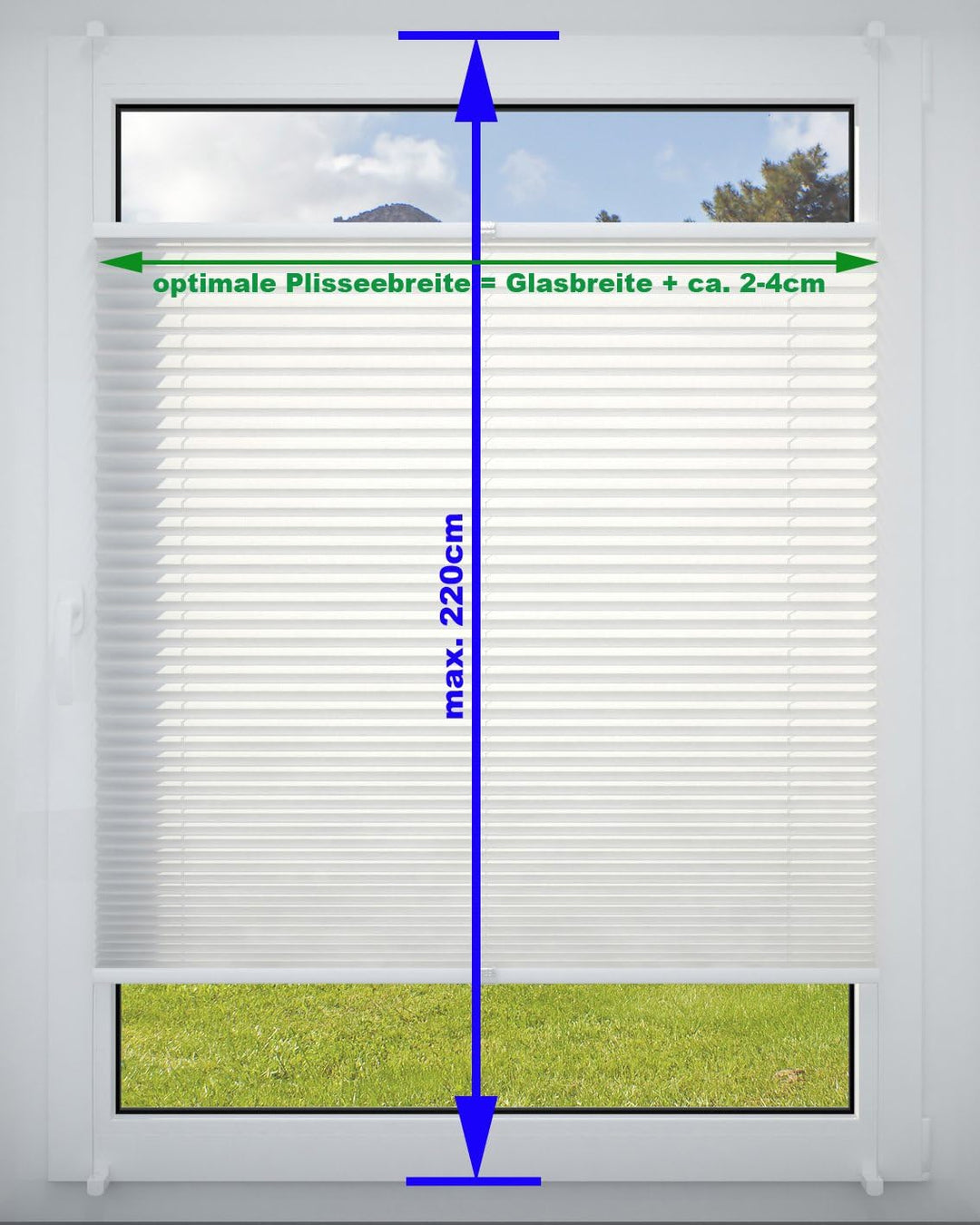 DécoProfi Plissee ohne Bohren Weiss 65cm x 200cm (max. Gesamthöhe Fensterflügel) I Verspannte Plisse
