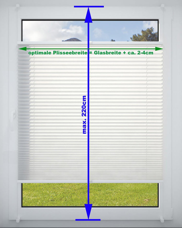 DécoProfi Plissee ohne Bohren Weiss 65cm x 200cm (max. Gesamthöhe Fensterflügel) I Verspannte Plisse