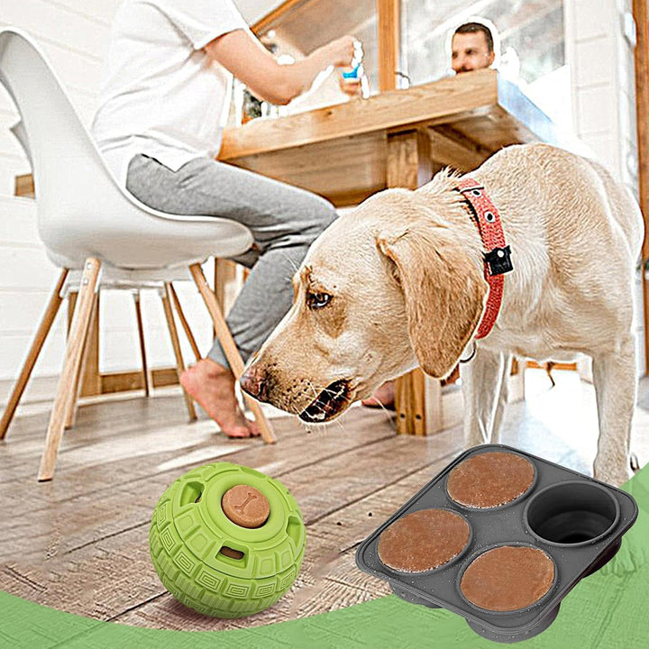 Popsicle Hundespielzeug, Leckerli-Dosierung, Kauspielzeug für Hunde mit 4 Mulden, Silikonschalen – E