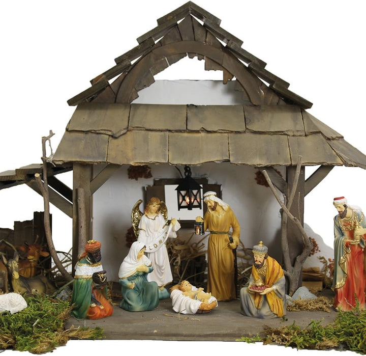FADEDA Hirte mit Schaf/Höhe:15 cm/handbemalt/detailgetreue Krippen Figuren - Weihnachten Tisch Dekor