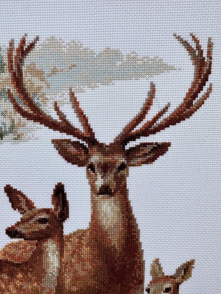 Riolis Kreuzstich-Set Hirsche, Baumwolle, Mehrfarbig, 40 x 50 x 0.1 cm