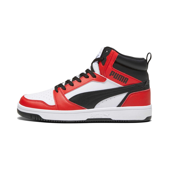 PUMA Unisex Rebound V6 Sneaker 43 EU Puma White Puma Black For All Time Red, 43 EU Puma White Puma B