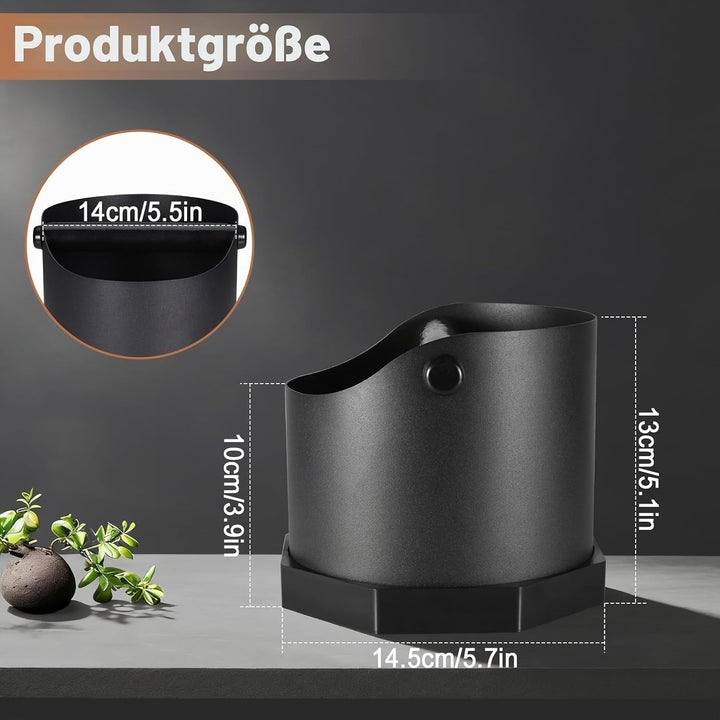 Abklopfbehälter für Siebträger Espresso, 1.6L Edelstahl Kaffee Knock Box mit Abnehmbarer Knock Bar &