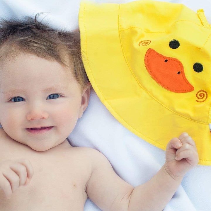 ZOOCCHINI LSF 50+ Baby Schwimmwindel &amp; Sonnenhut Set, Pfützen die Ente, 3-6 Monate