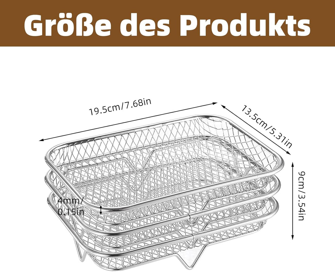 ACESOME 3 Stück Heissluftfritteuse Zubehör Air Fryer Rack,Edelstahl Gitter, Airfryer Gittereinsatz,