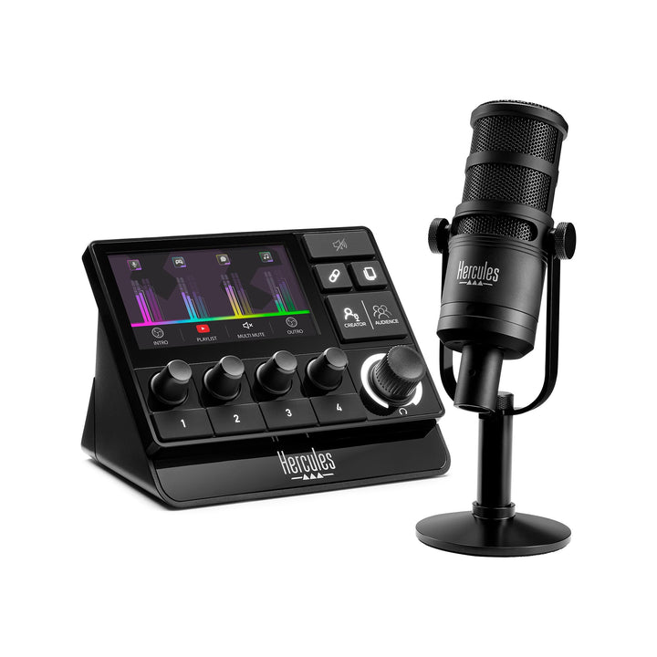 Hercules Stream Essentials Kit - Stream 200 + XLR-Mikrofon PC | Stream 200 XLR-Controller mit 4,3-Zo