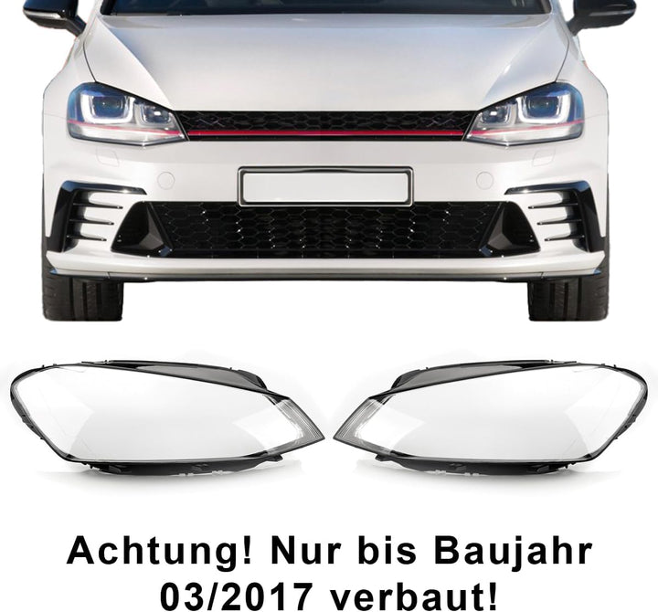 LST Scheinwerferglas Streuscheibe Frontlicht Abdeckung rechts kompatibel mit VW Golf 7 VII 2012-2017