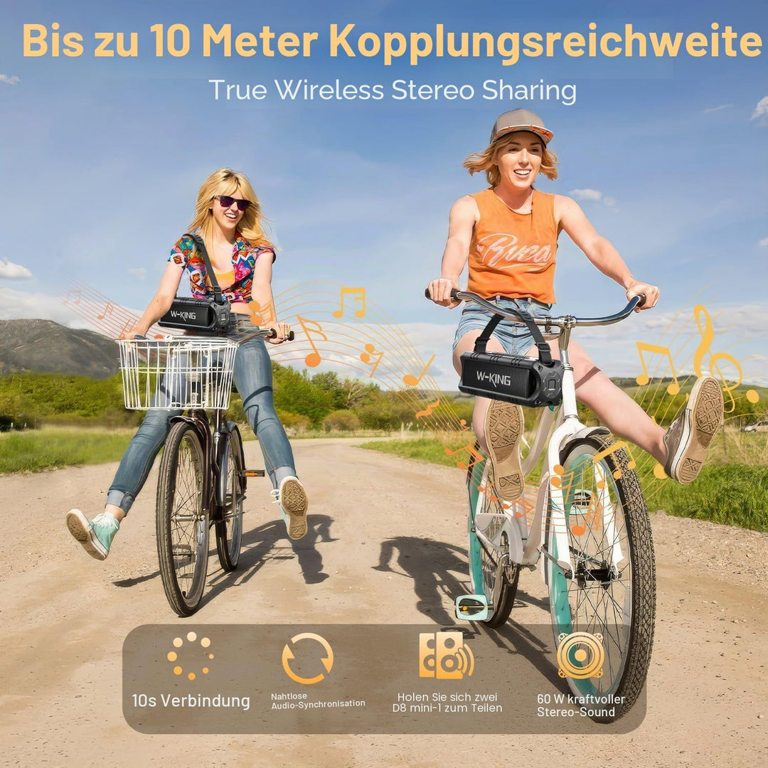 Bluetooth Lautsprecher, W-KING 30W Tragbarer Musikbox, 5000mAh Batterie, 24-Stunden Akkulaufzeit, Wa