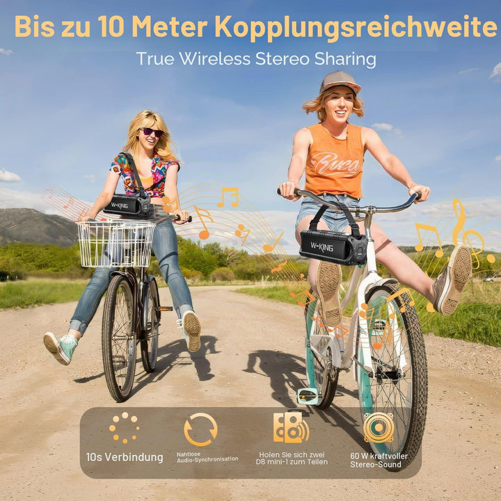 Bluetooth Lautsprecher, W-KING 30W Tragbarer Musikbox, 5000mAh Batterie, 24-Stunden Akkulaufzeit, Wa