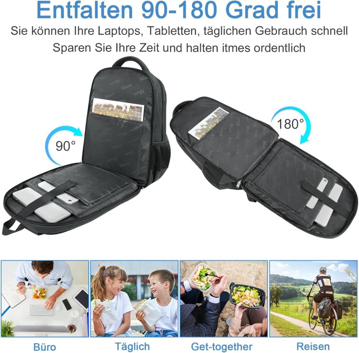 MATEIN Laptop Rucksack 17 Zoll mit Kühlfach, Lunch Rucksack Reiserucksack Herren mit USB Ladeanschlu