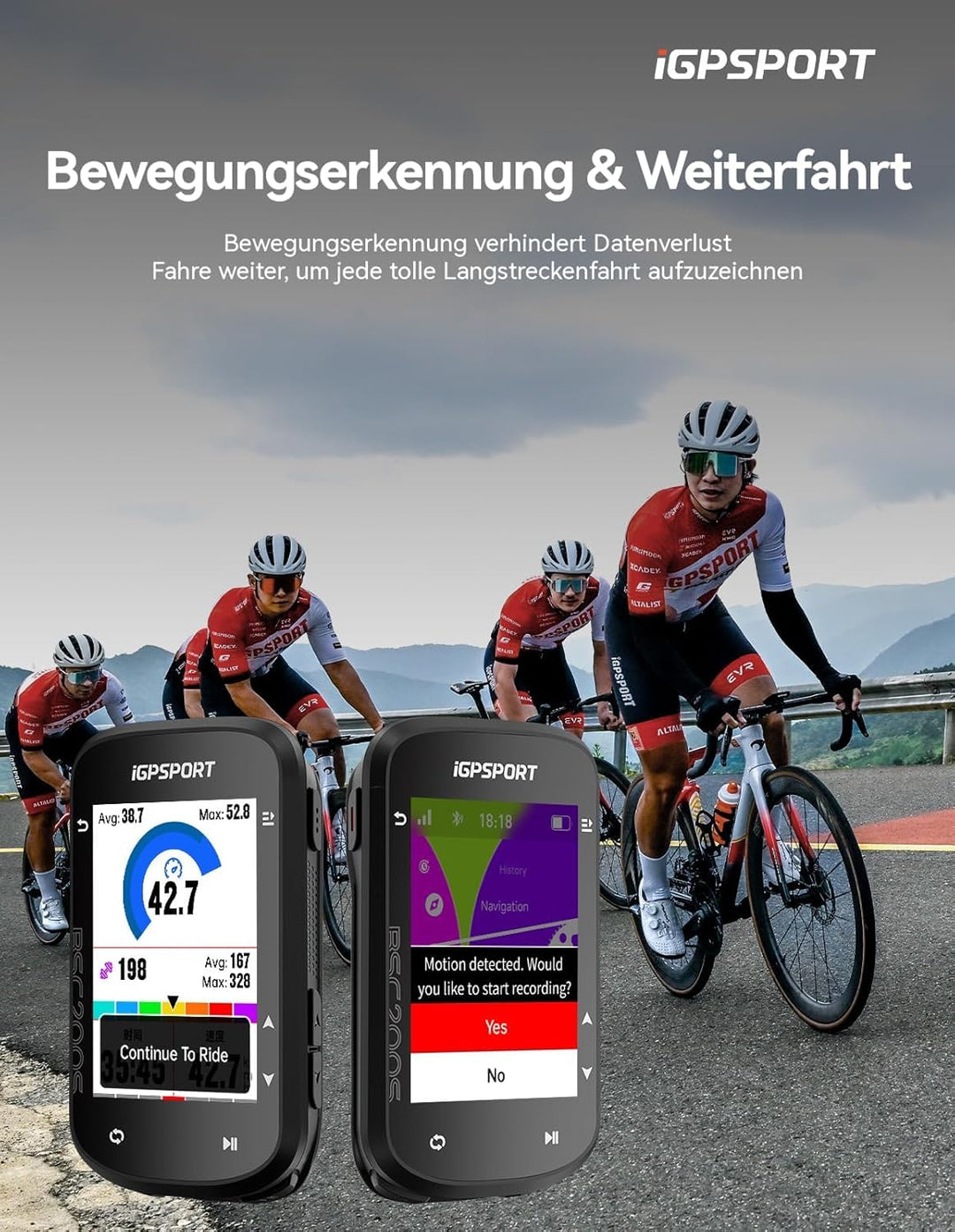 iGPSPORT BSC200S Fahrradcomputer Kabellos GPS, Routennavigation Weiterfahrtfunktion Gierwende-Eingab