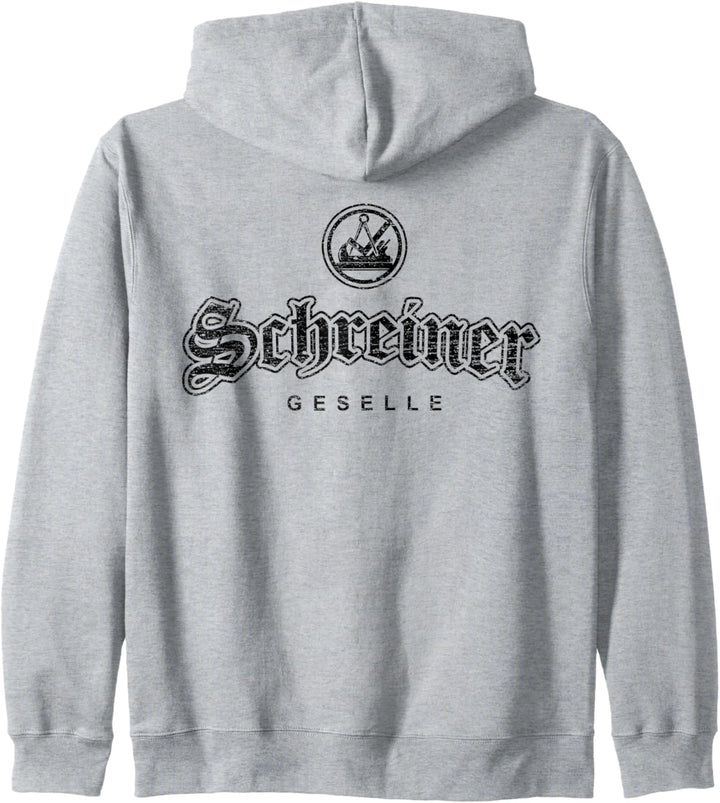 Zunftzeichen Schreiner Geselle in alt-gotischer Schrift Kapuzenjacke