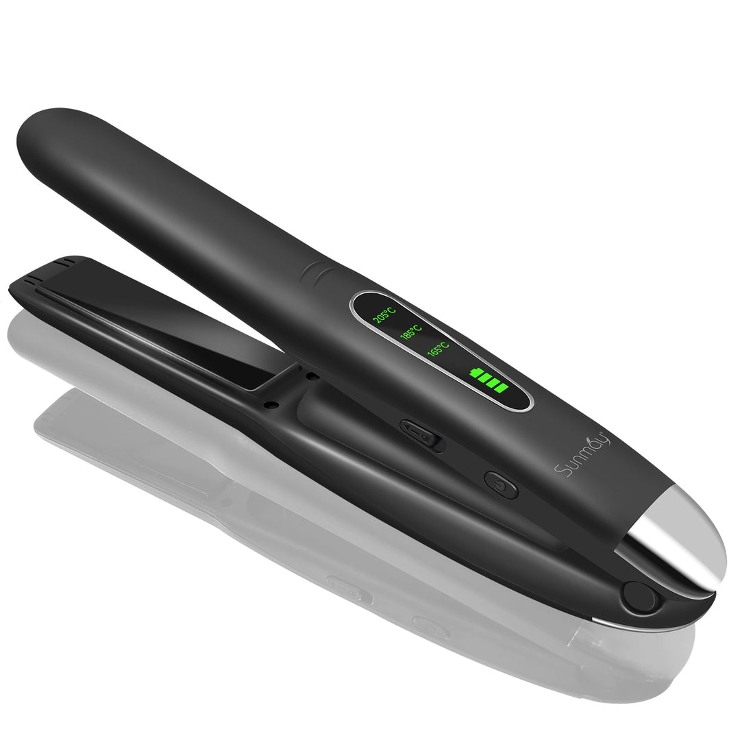 SUNMAY Voga Glätteisen Kabellos mit 5000mAh Akku, Akku Haarglätter und Lockenstab 2 in 1, Mini Tragb