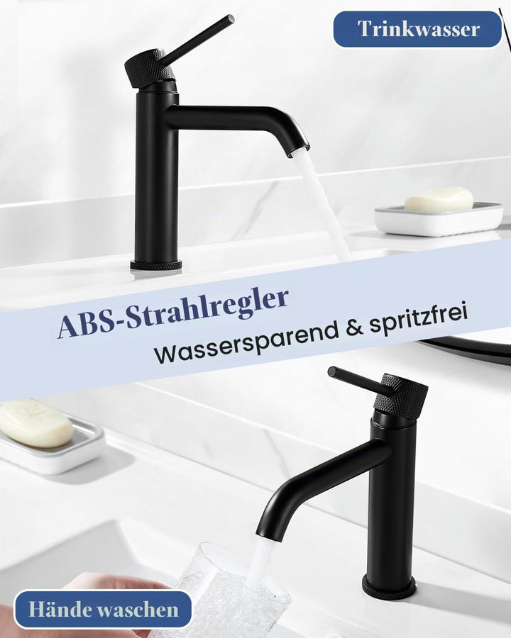 Wasserhahn Bad Waschtischarmatur Schwarz, Waschbecken Armatur Badezimmer, Einhebelmischer Mischbatte