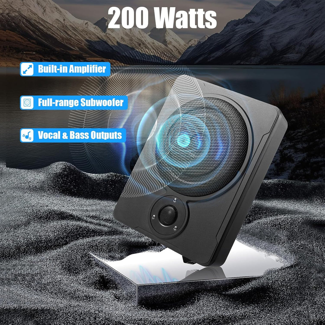 8 Zoll 600W Subwoofer Auto, Car Aktivwoofer Bass, Untersitz Lautsprecher, mit Aluminiumgehäuse, 12V