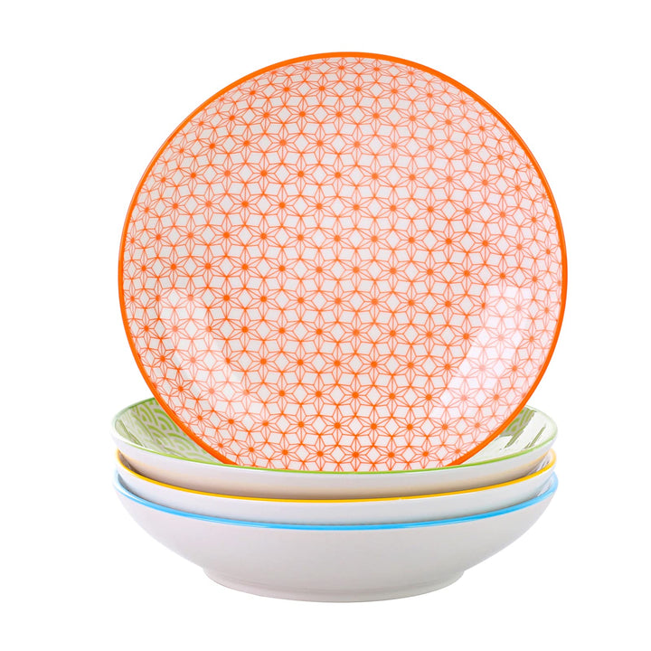 vancasso Natsuki 4-teilig Porzellan Suppenteller, Ø 21,2 cm Tiefteller Mehrfarbig 4-teilig Suppentel