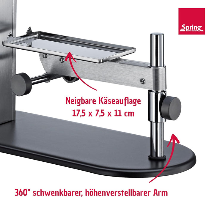 SPRING Raclette Ofen | Schweizer Raclette-Gerät | Edelstahl | stufenlos höhenverstellbar | mit antih