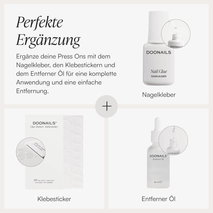 DOONAILS Soft Gel Press On Nails 30er Set Jetset Extra Short Square Form Chrome Nägel zum Aufkleben