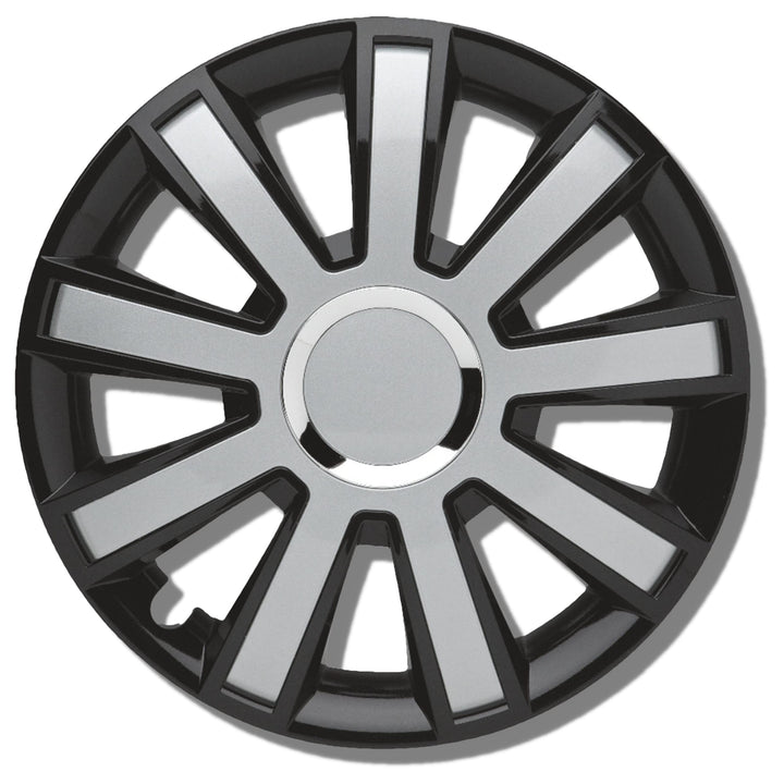 Albrecht 16 Zoll Radkappen schwarz/silber für Stahlfelgen - Flash Radzierblenden aus hochwertigem Ku