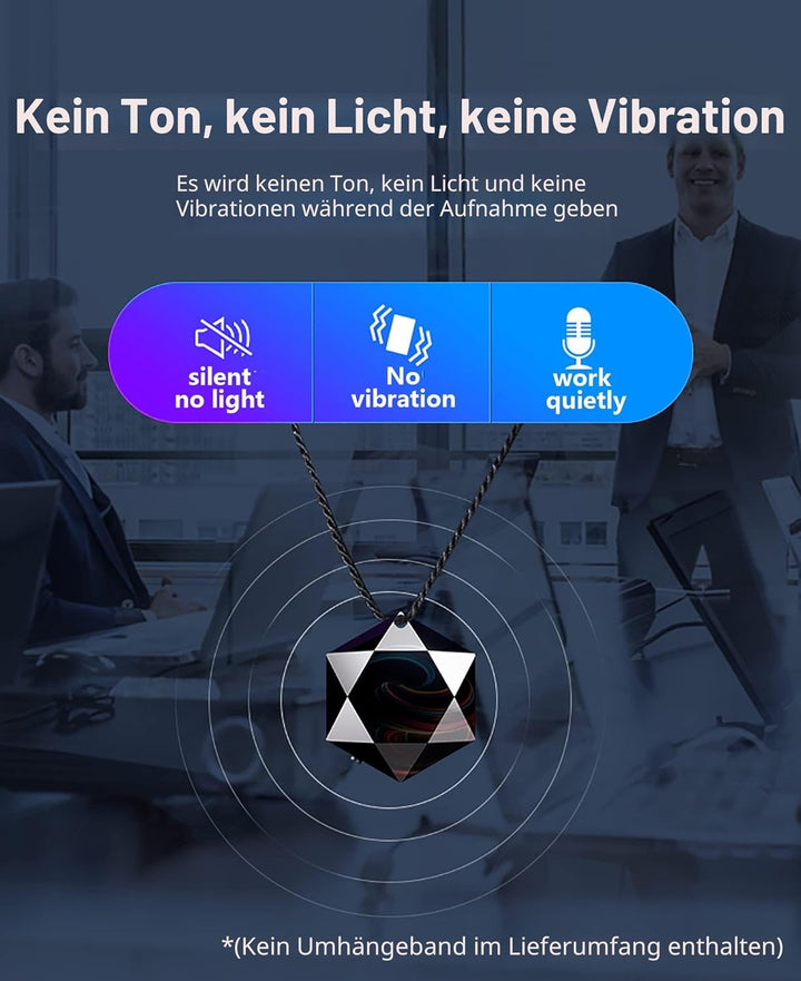Mini-Diktiergerät in Anhängerform, professionell, digital, aktiviert, 60 Stunden Standby-Zeit, USB-S