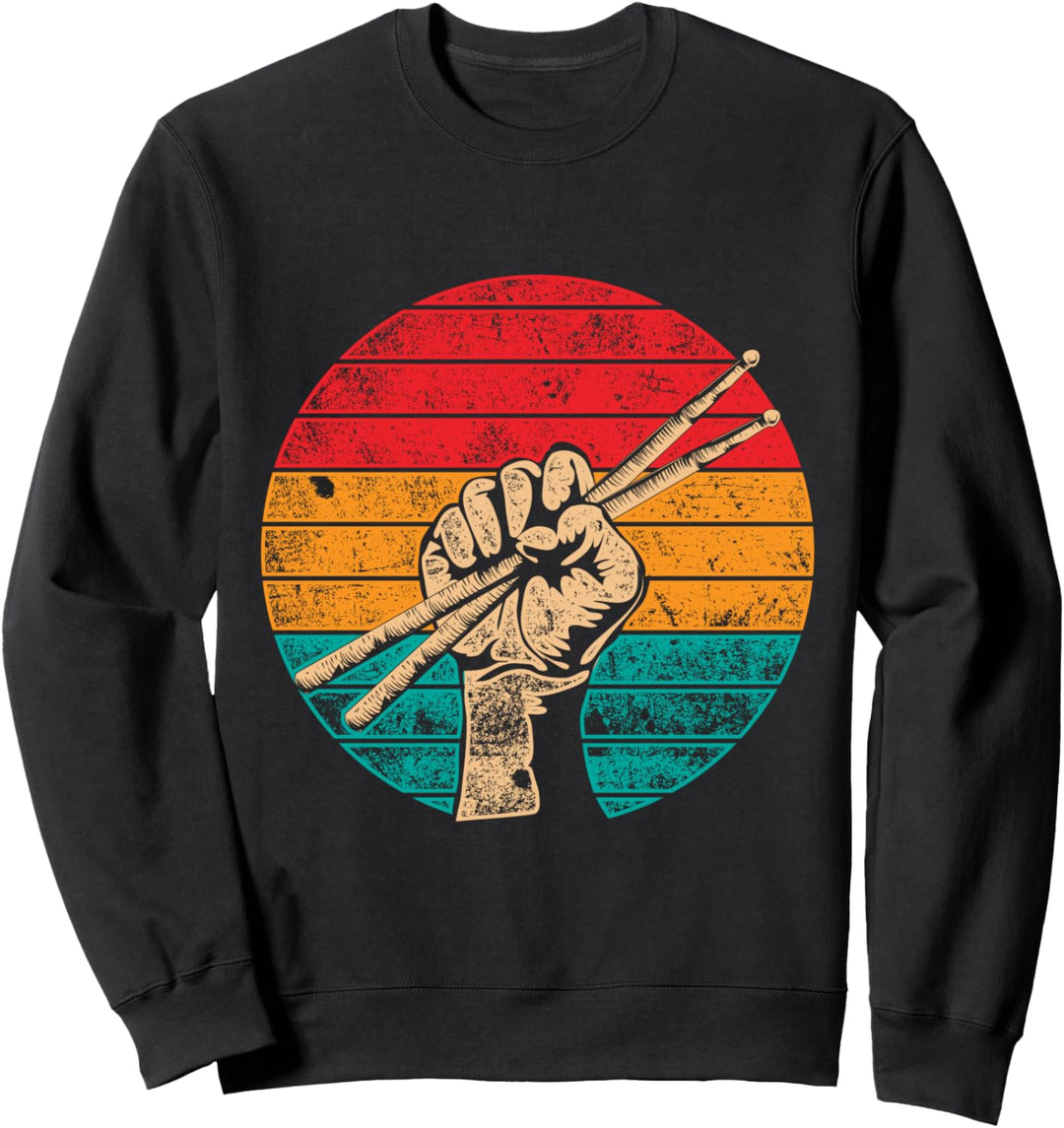 Rock Musiker Geschenk Retro Drumsticks Schlagzeug Sweatshirt
