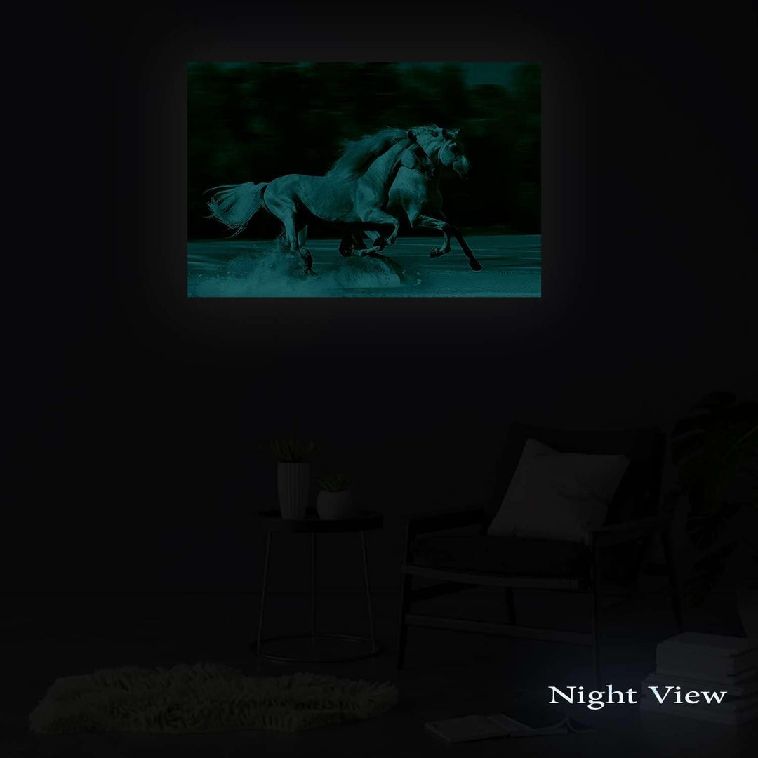 Startonight Bilder Zwei Weisse Pferde, Leinwandbilder Moderne Kunst, Tiere Wanddeko Kunstdrucke, Wan