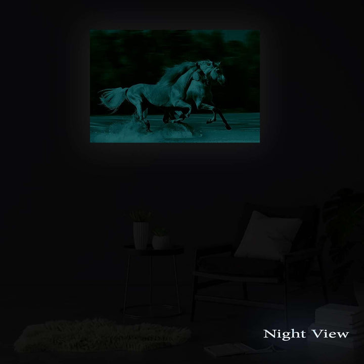 Startonight Bilder Zwei Weisse Pferde, Leinwandbilder Moderne Kunst, Tiere Wanddeko Kunstdrucke, Wan