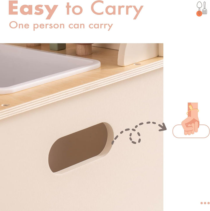 ROBUD Kinderküche Holz Kinder Spielzeug, Spielküche Kinder Küche Zubehör mit Backofen, Schürze, Hand