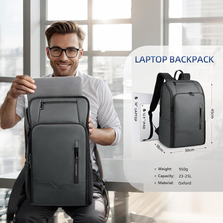 Business Rucksack Herren, Wasserdicht 15.6 Zoll Laptop Rucksack mit USB-Anschluss, Anti-Diebstahl Re