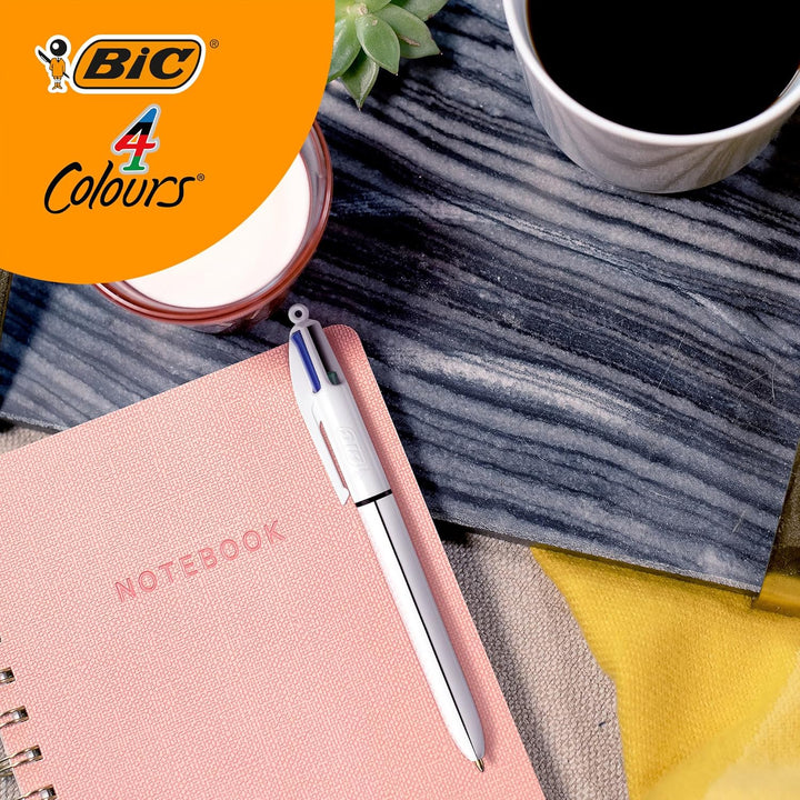 BIC 4 Farben Kugelschreiber Set 4 Colours Shine, in verschiedenen Farben, 5er Pack, Ideal für das Bü