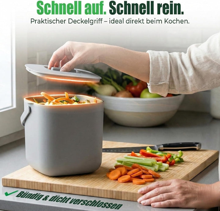 YourCasa Biomülleimer Küche 4L - Komposteimer mit herausnehmbarem Sieb & Deckel - geruchsdicht, spül
