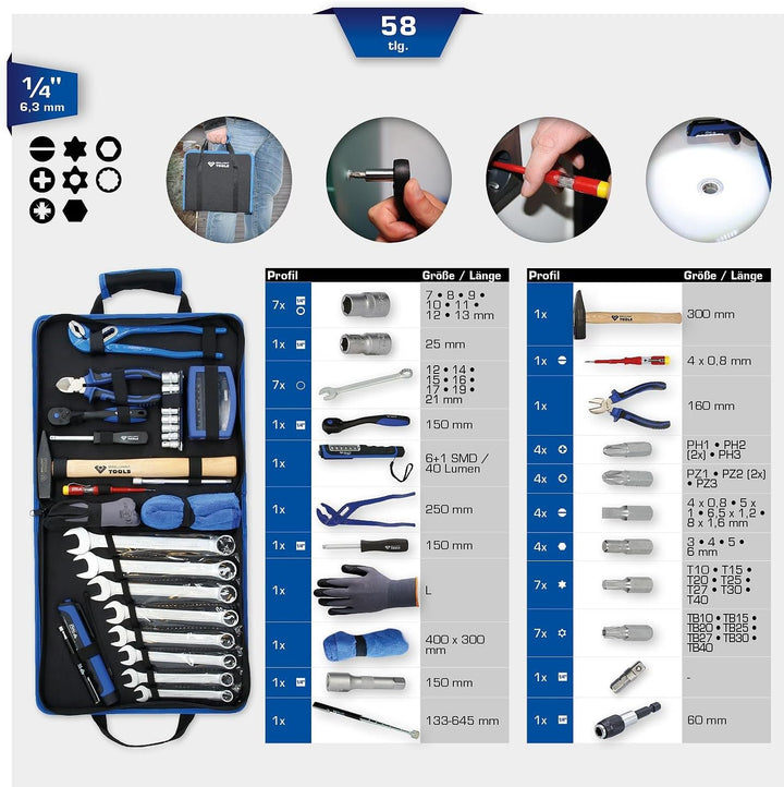 BRILLIANT TOOLS BT024064 Werkzeug-Nylontasche, 58-tlg [Powered by KS TOOLS]