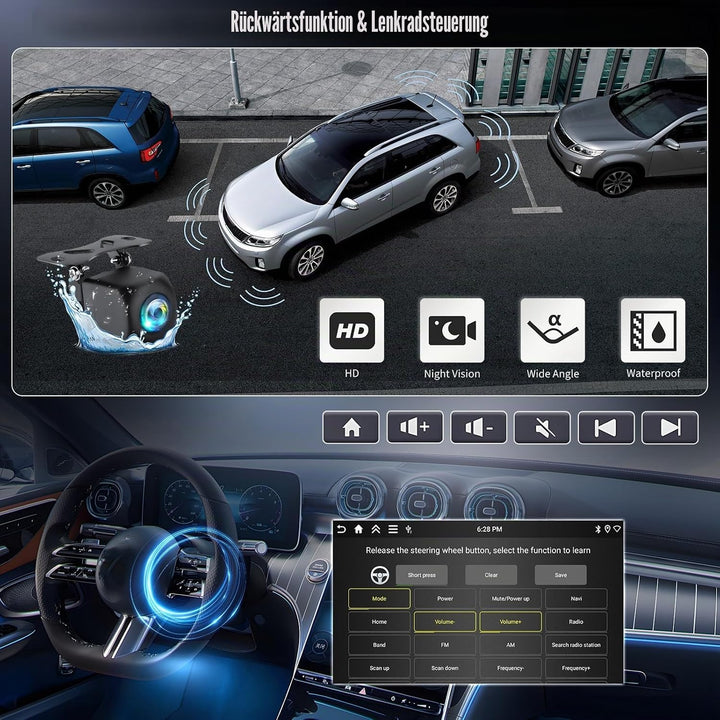 CAMECHO 4+128G Android 15 Navi Autoradio 9 Zoll für BMW Serie 1 E81 E82 E87 E88 2004-2011 mit Rückfa