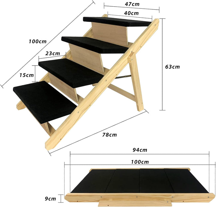 Hunderampe 2 in1 Haustiertreppe 100cm Faltbar Hundetreppe Rampe Hund Anti-rutsch Petwalk Hundeleiter